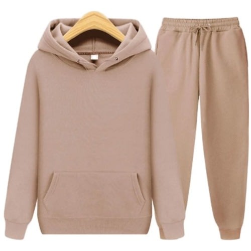 Unisex Plain Hoody And Jogger - Brown