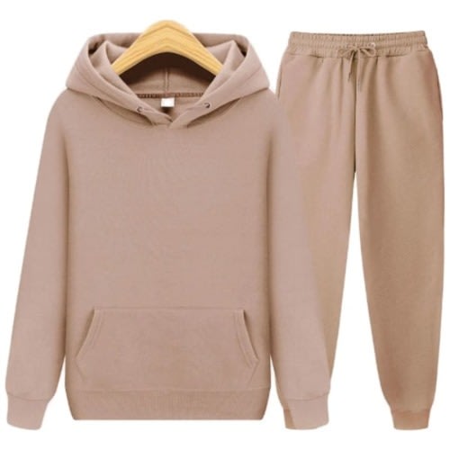 Unisex Plain Hoody And Jogger - Brown