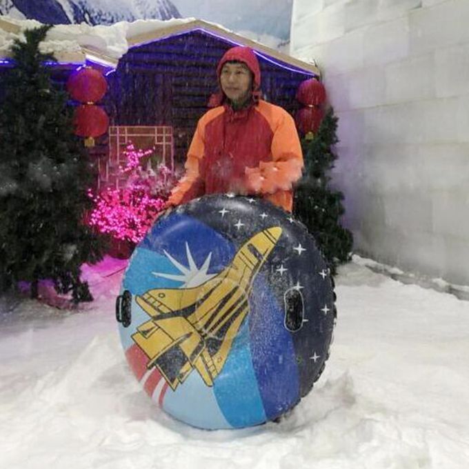 Portable Inflatable PVC Snow Tube Winter Sport 120cm Round Rocket