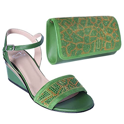 Green Wedge Sandal And Bag