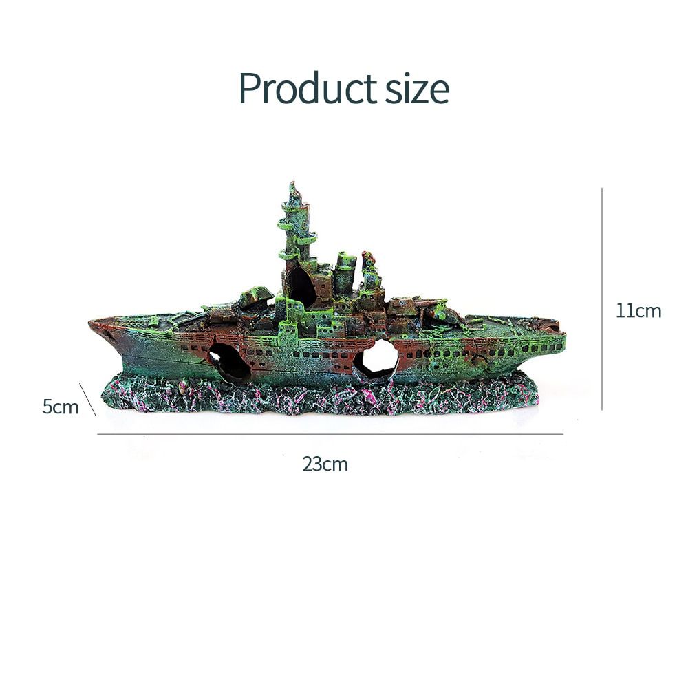 Aquarium Fish Tankdscape Pirate Ship Wreck Ship Decor Resin Boat Ornament Aquarium Accessories Decoration For Home Vessel Shaped