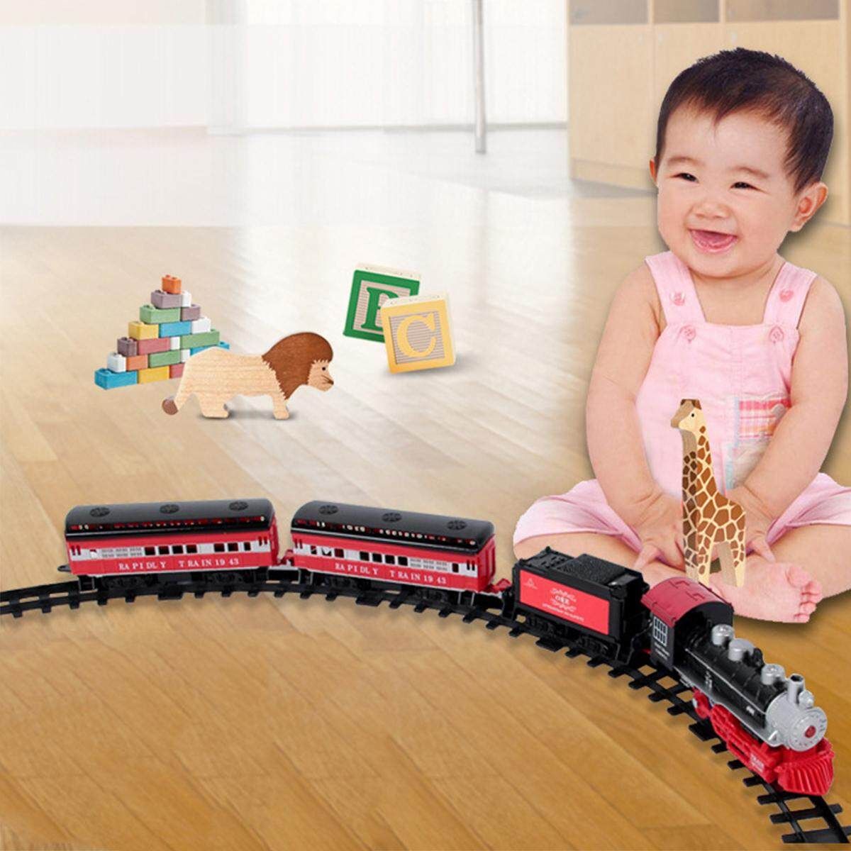 Passenger Warehouse Classic Electric Train Emulation Passenger Carriage Kids Railway Track Toy Christmas Gift