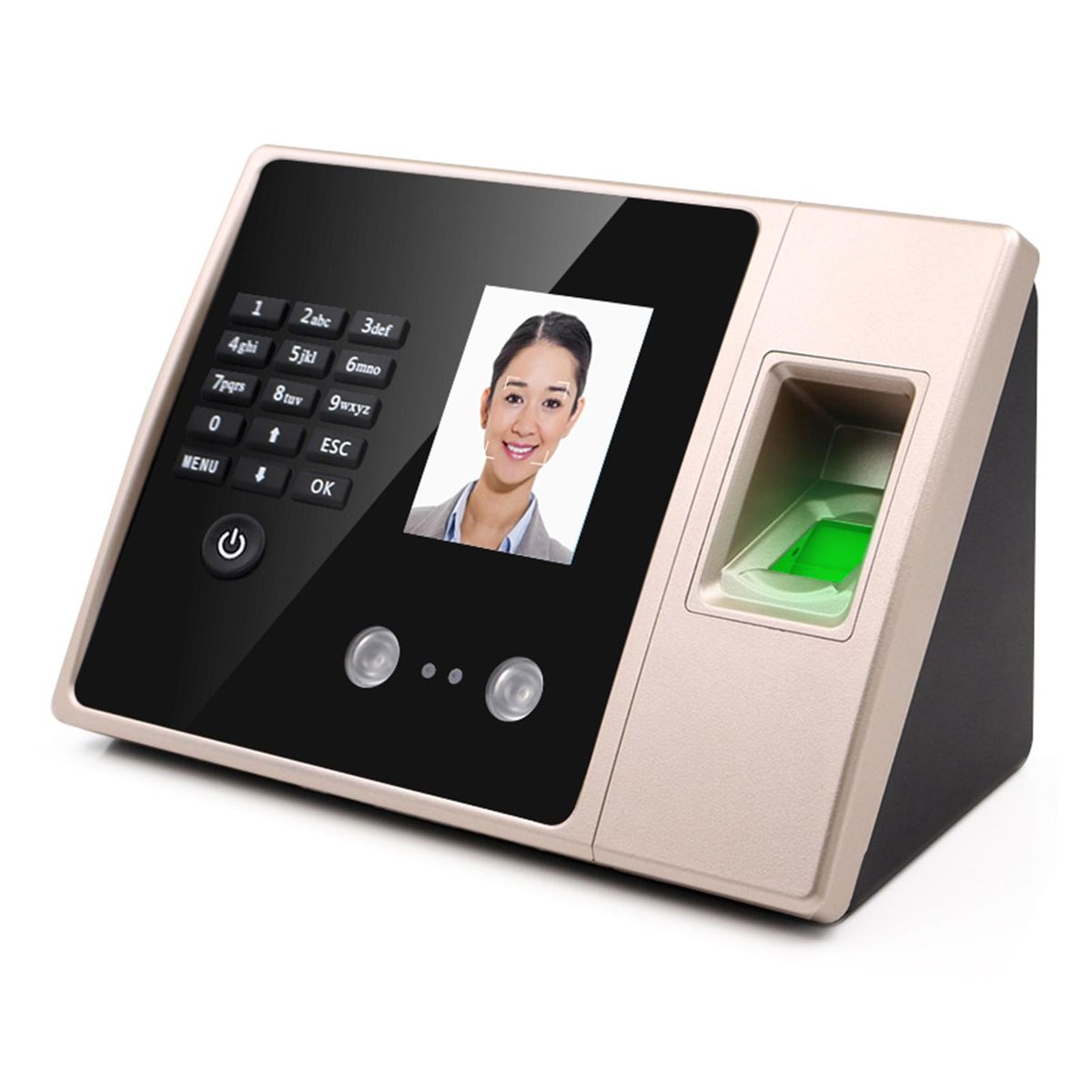 Intelligent Biometric Fingerprint Time Attendance Machine with HD Display Screen Time Clock Support Face Fingerprint Password Employee Checking-in Recorder Reader Support USB Disk Access Control Multi-language Password Recogn