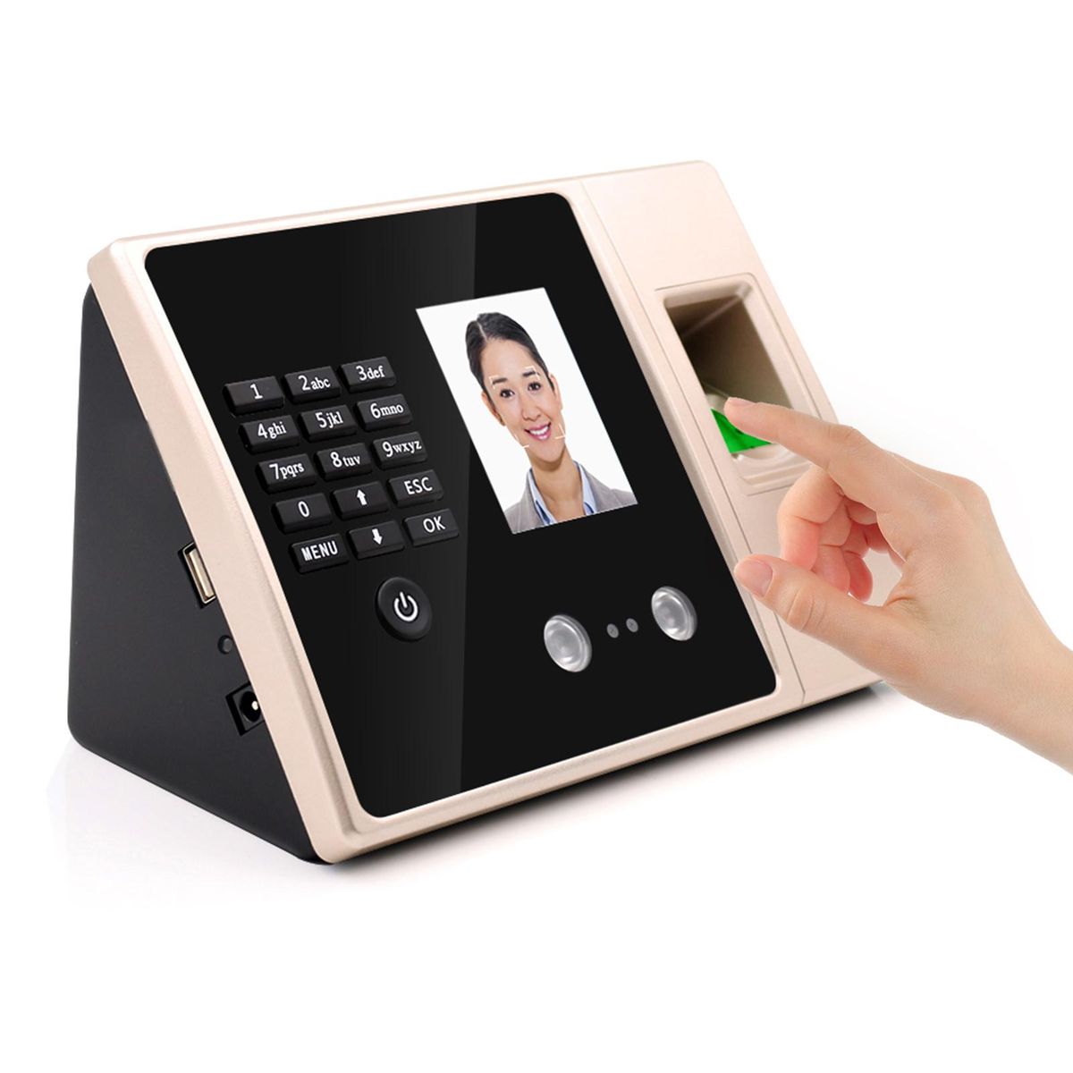 Intelligent Biometric Fingerprint Time Attendance Machine with HD Display Screen Time Clock Support Face Fingerprint Password Employee Checking-in Recorder Reader Support USB Disk Access Control Multi-language Password Recogn