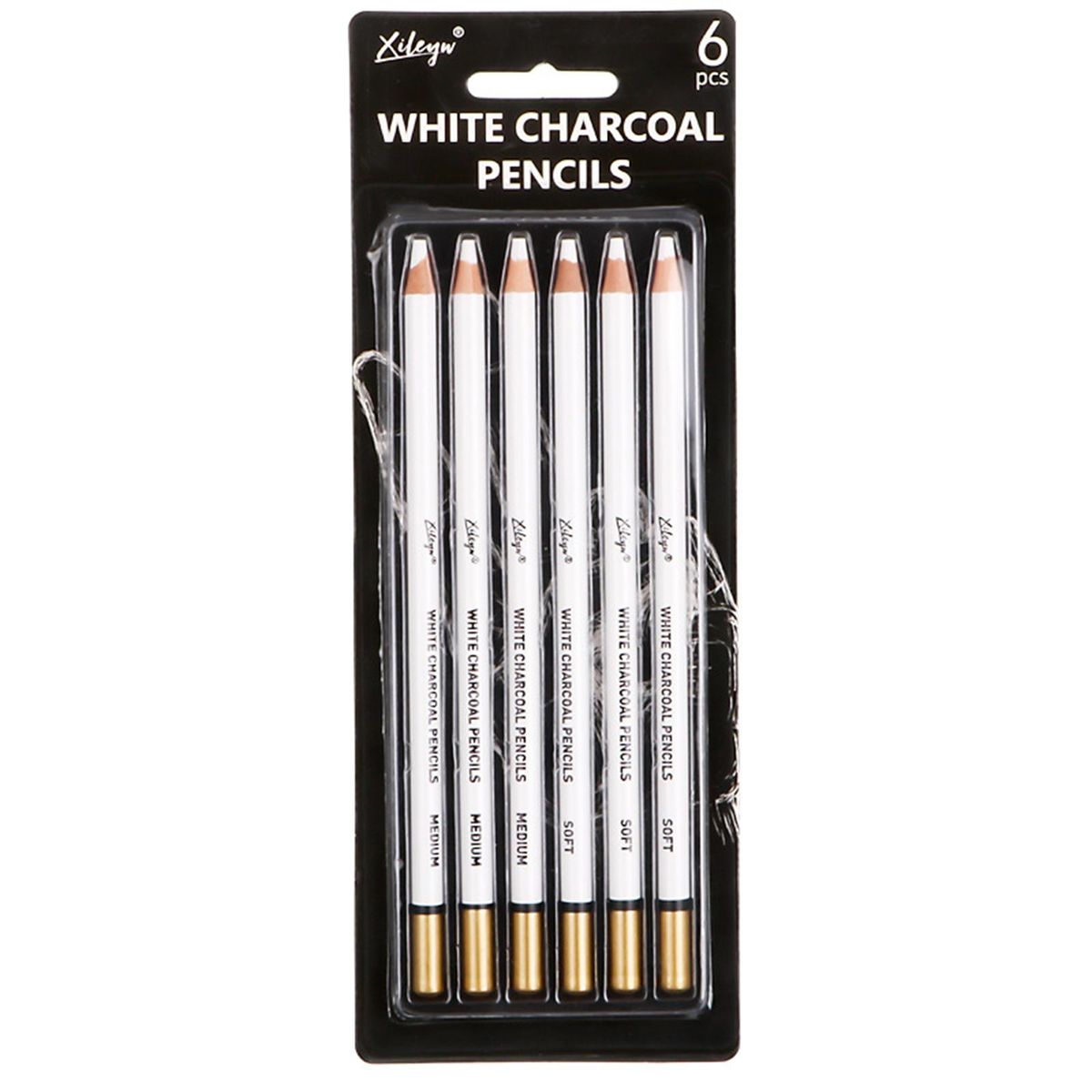 12 Pcs Charcoal Pencils Classic Wooden Professional White For Kids