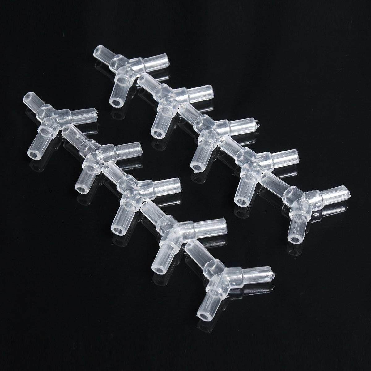 10PCS Water Aquarium Fish Tank Oxygen Air Pump High Quality Crystal Square Elbow Tee Pass Pipe Connecting Turn Joint Three Links