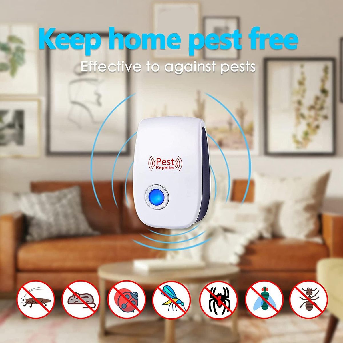 6 Pack Ultrasonic Pest Repeller Electronic Plug in Rodent Mouse Roach Bug Insect Repellent Indoor Home Kitchen,US Plug