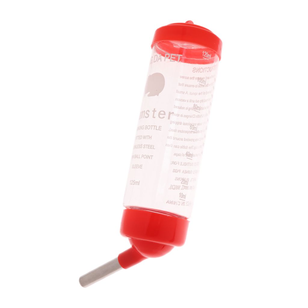 125ml Pet Drinking Water Bottle Rat Hamster Rabbit Dispenser Red Red