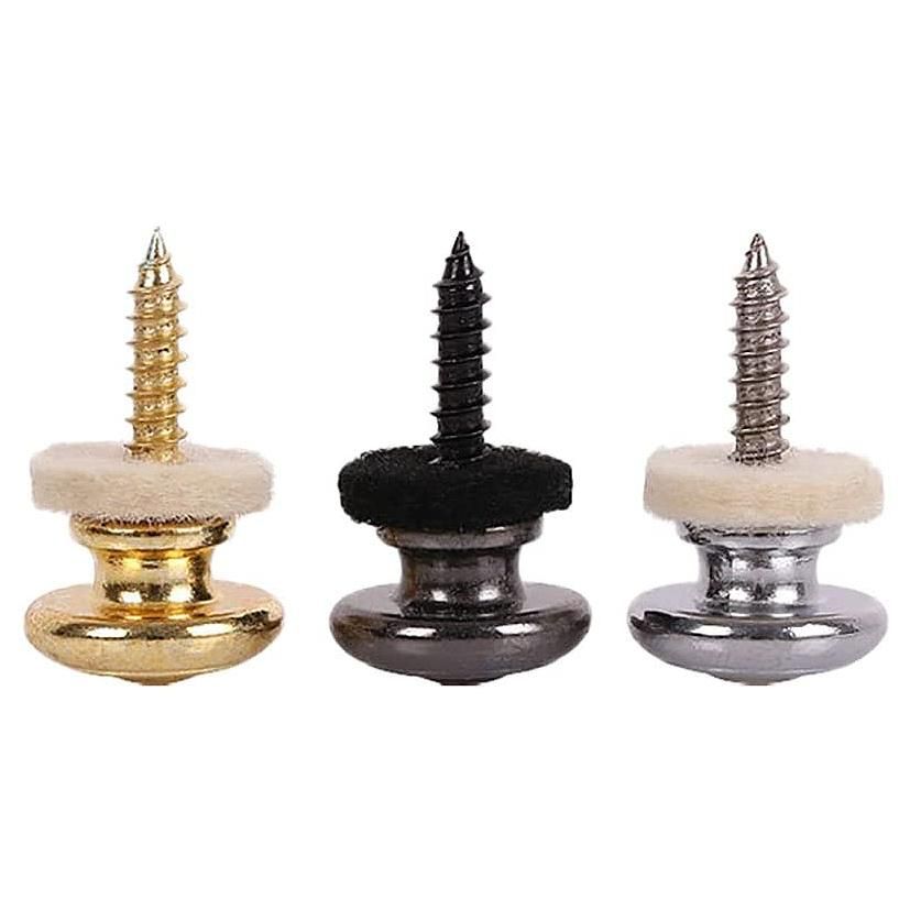2PCS Wool Copper Guitar Strap Lock Locking Pegs Pins Mushroom Shape End Button for Acoustic Classical Electric Bass Guitar Ukulele Gold