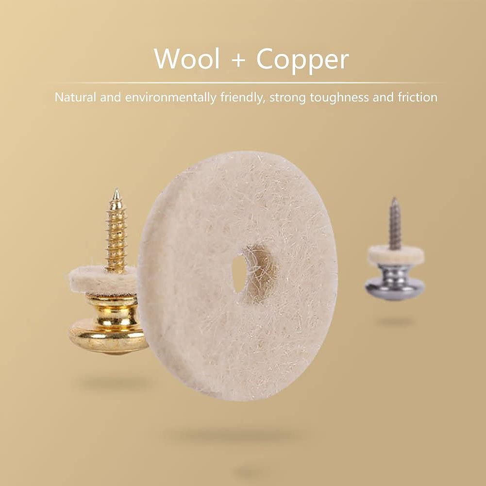2PCS Wool Copper Guitar Strap Lock Locking Pegs Pins Mushroom Shape End Button for Acoustic Classical Electric Bass Guitar Ukulele Gold