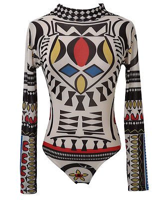 SEXY Women's Ladies Bodysuit Leotard Bodycon Bandage Mesh Print Jumpsuit Romper(#Multi)