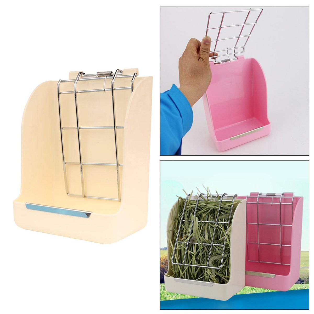 Hanging , Food Bowl, Hay Holder, Food Dispenser, White