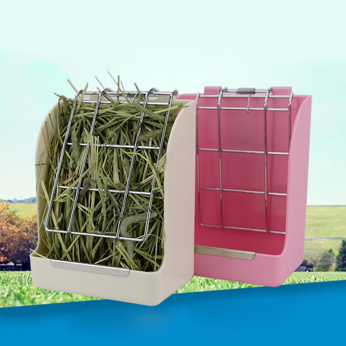 Hanging , Food Bowl, Hay Holder, Food Dispenser, White