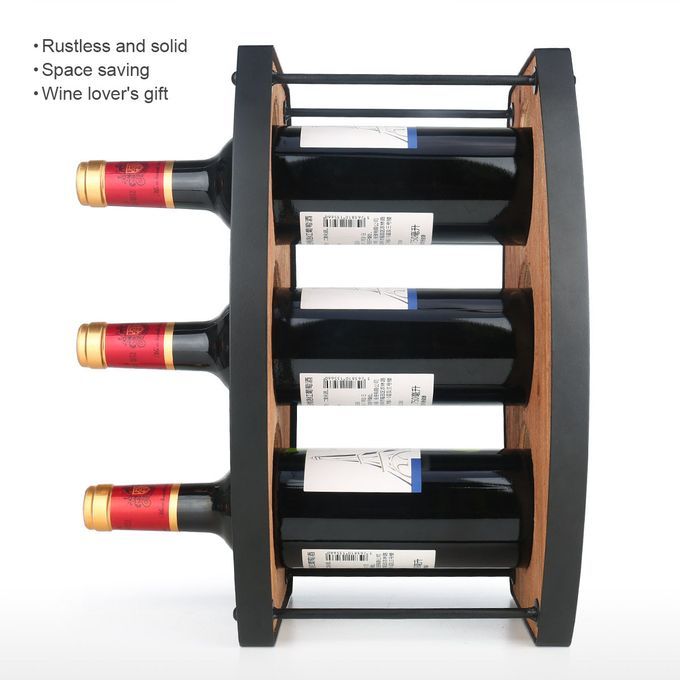 Tooarts 3 Bottle  Rack Tabletop  Rack Sturdy Iron Material-