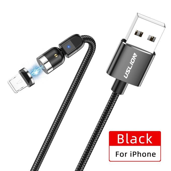 Double 360-degree Magneti   Able Magneti  Su Tion USB  Harging  Able 3-head Flash  Harging Data  Able For Android Type- -black.5M Cable + For IPhone Head