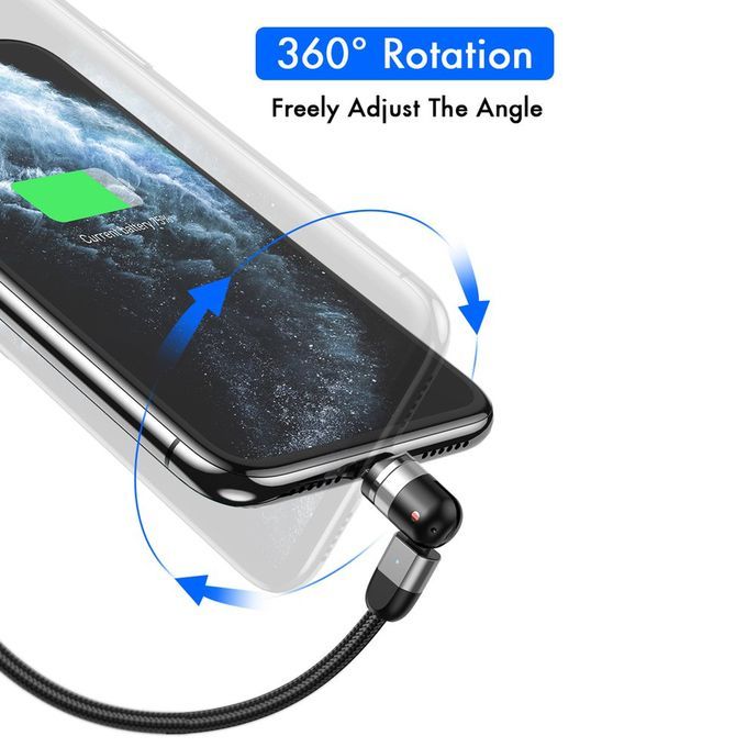Double 360-degree Magneti   Able Magneti  Su Tion USB  Harging  Able 3-head Flash  Harging Data  Able For Android Type- -black.5M Cable + For IPhone Head