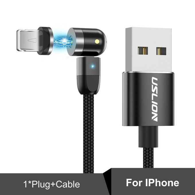 Double 360-degree Magneti   Able Magneti  Su Tion USB  Harging  Able 3-head Flash  Harging Data  Able For Android Type- -black.5M Cable + For IPhone Head