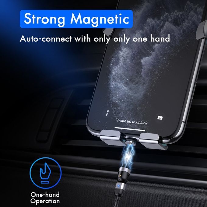 Double 360-degree Magneti   Able Magneti  Su Tion USB  Harging  Able 3-head Flash  Harging Data  Able For Android Type- -black.5M Cable + For IPhone Head