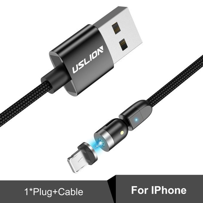 Double 360-degree Magneti   Able Magneti  Su Tion USB  Harging  Able 3-head Flash  Harging Data  Able For Android Type- -black.5M Cable + For IPhone Head