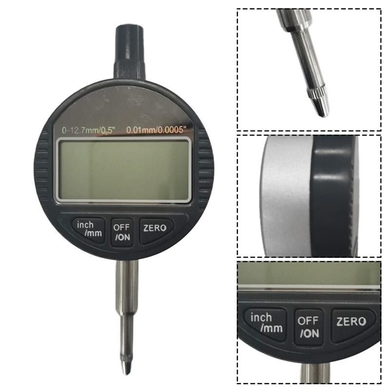 0-12.7mm 0-25.4mm Digital Dial Test Indicator DTI Clock Precision 0.01mm 3 Digit LCD Display Switchable Millimeters Inches