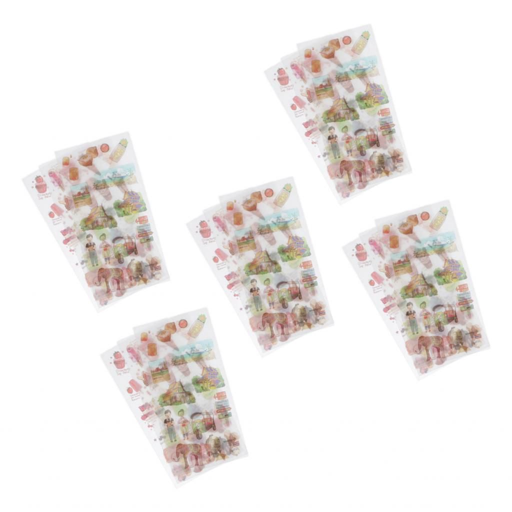 5 Sheets Stickers For Diary Scrapbooks ,Cards ,Travel Bangkok Food