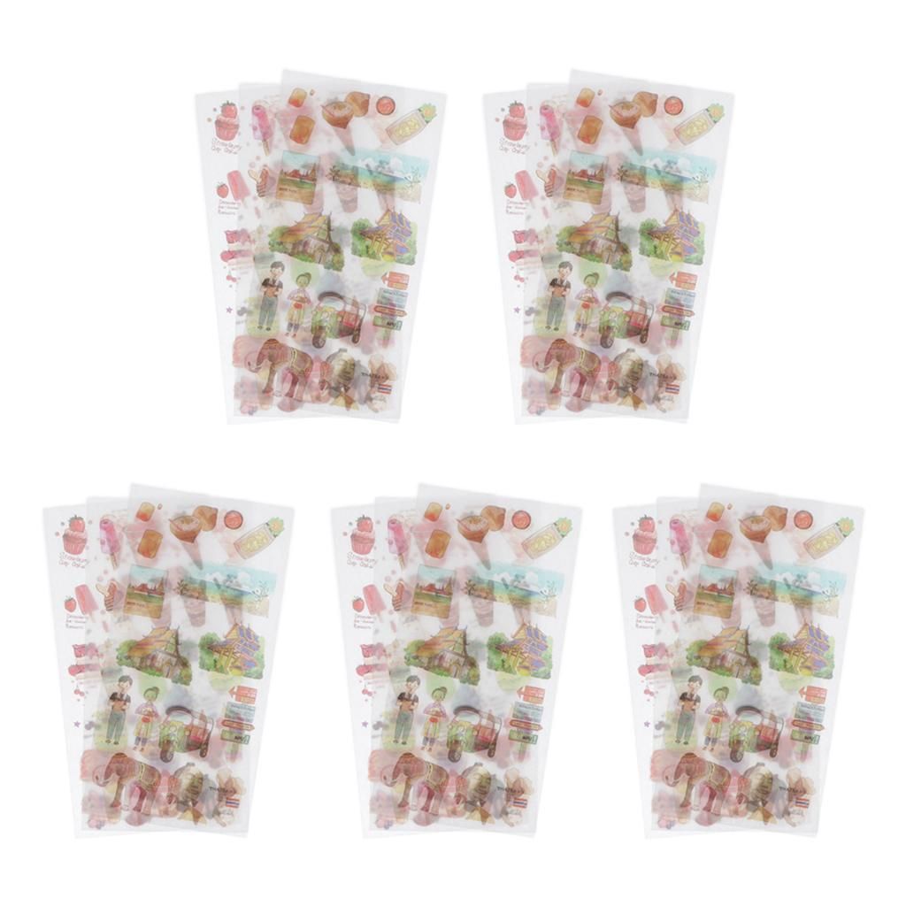 5 Sheets Stickers For Diary Scrapbooks ,Cards ,Travel Bangkok Food