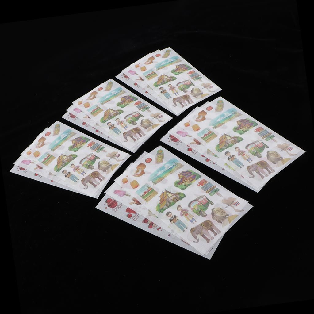 5 Sheets Stickers For Diary Scrapbooks ,Cards ,Travel Bangkok Food