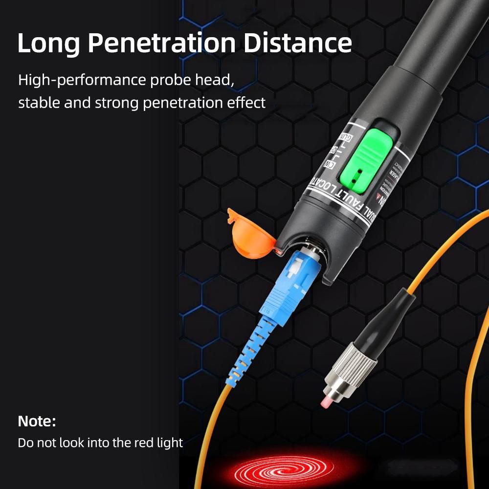 Optical Fiber Tool Kit Optical Power Meter Handheld 30mW Optical Fiber Tester Portable Pen Type Red Light Visual Fault Locator Fiber Test Pen