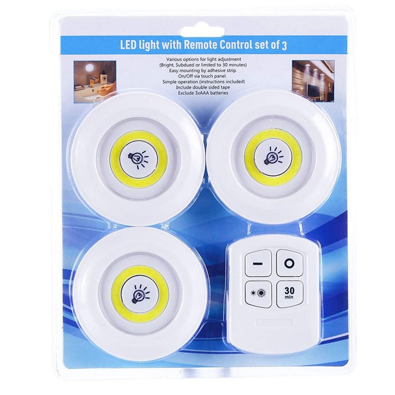 Dimmable LED Under Cabinet Light With Remote Control Battery Operated LED Closets Lights For Wardrobe Bathroom Lighting--