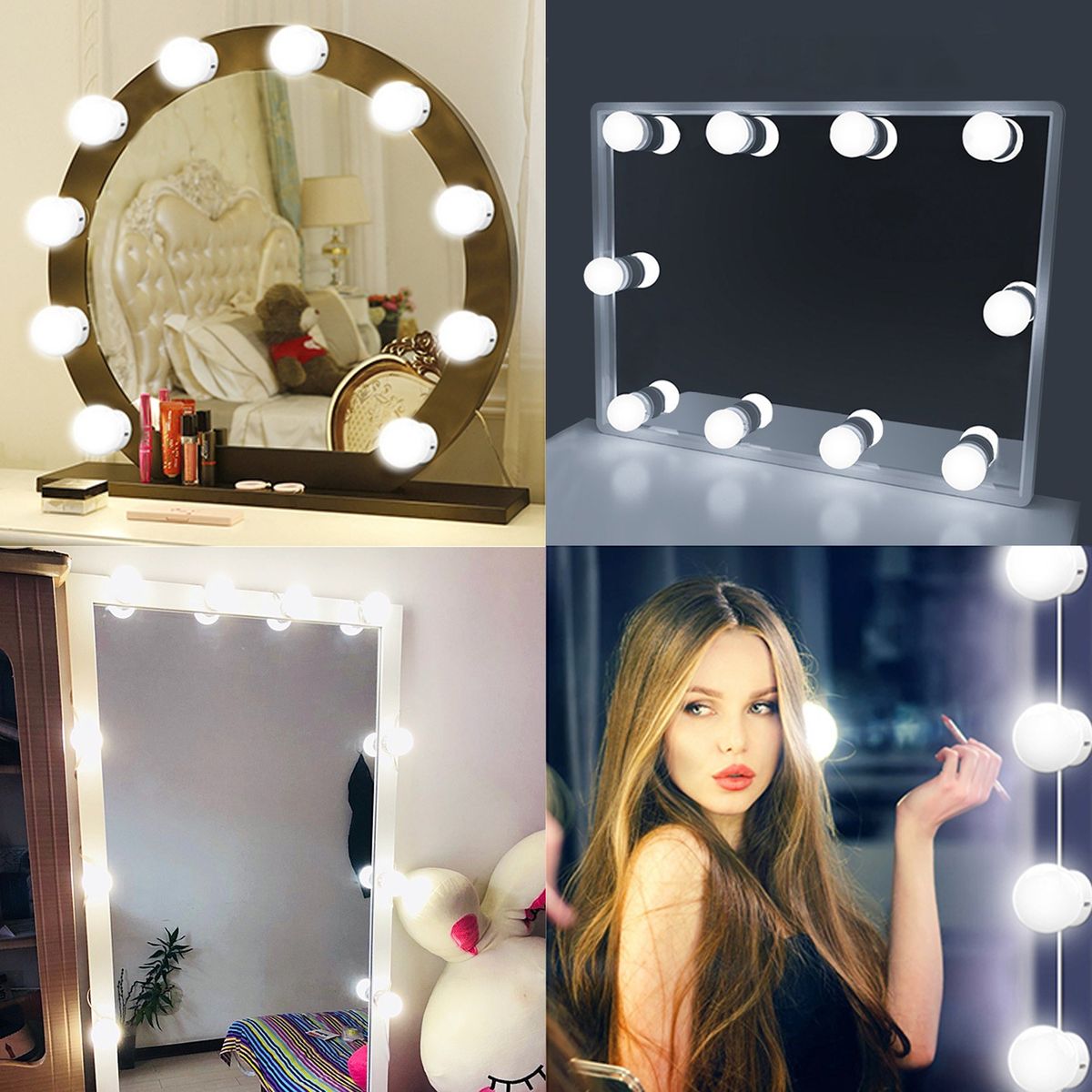 LEDs Vanity Mirror Lights Kit With 10 Light Bulbs 3 Color
