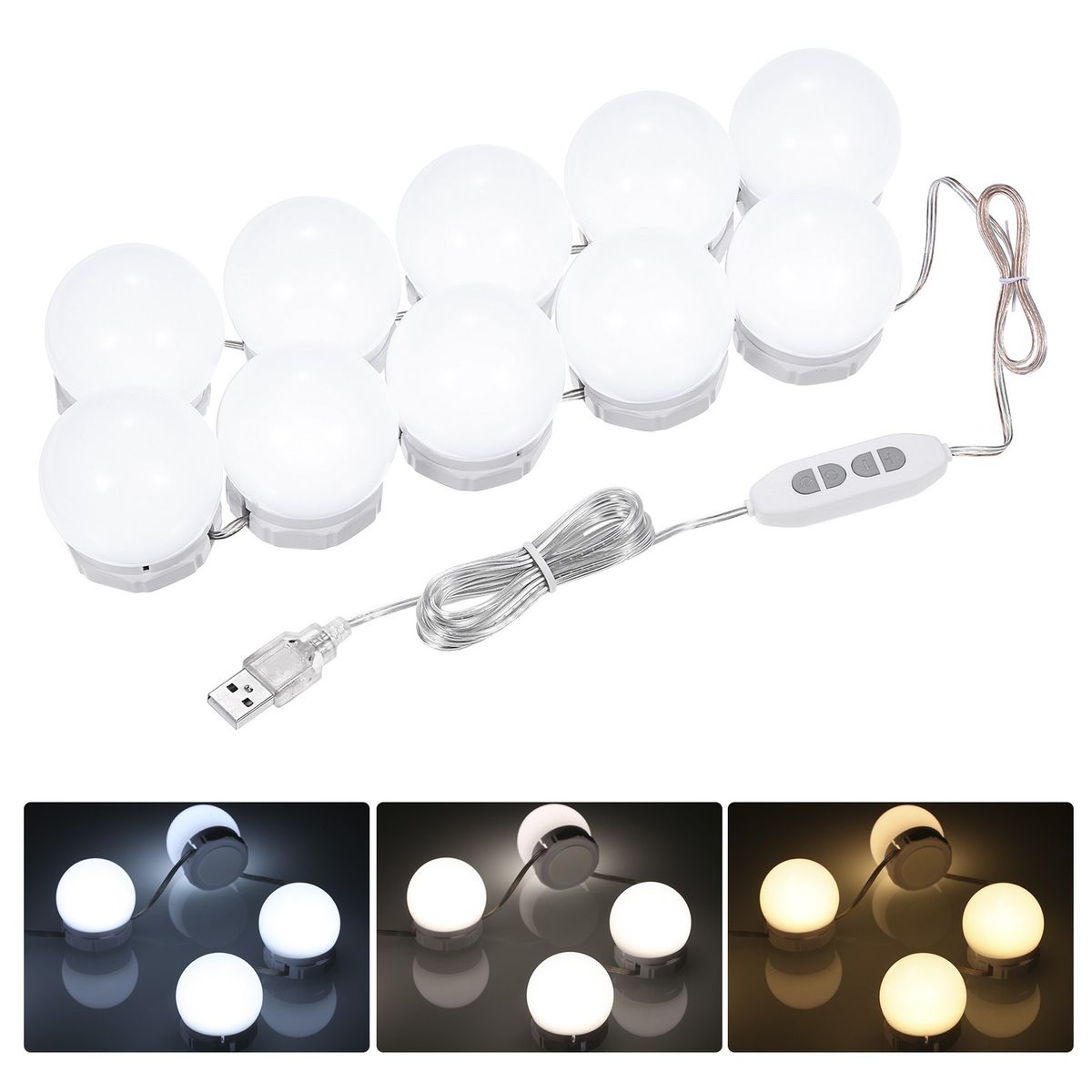 LEDs Vanity Mirror Lights Kit With 10 Light Bulbs 3 Color