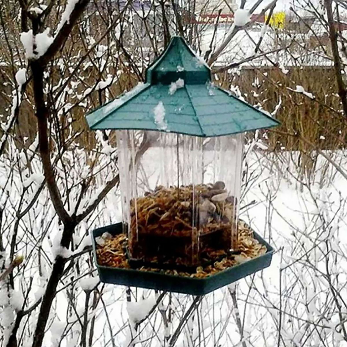Plastic Hanging Bird Food Container Waterproof Outdoor