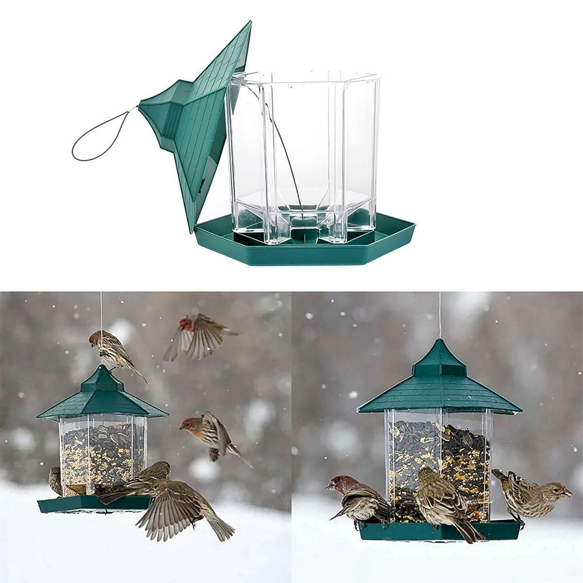 Plastic Hanging Bird Food Container Waterproof Outdoor