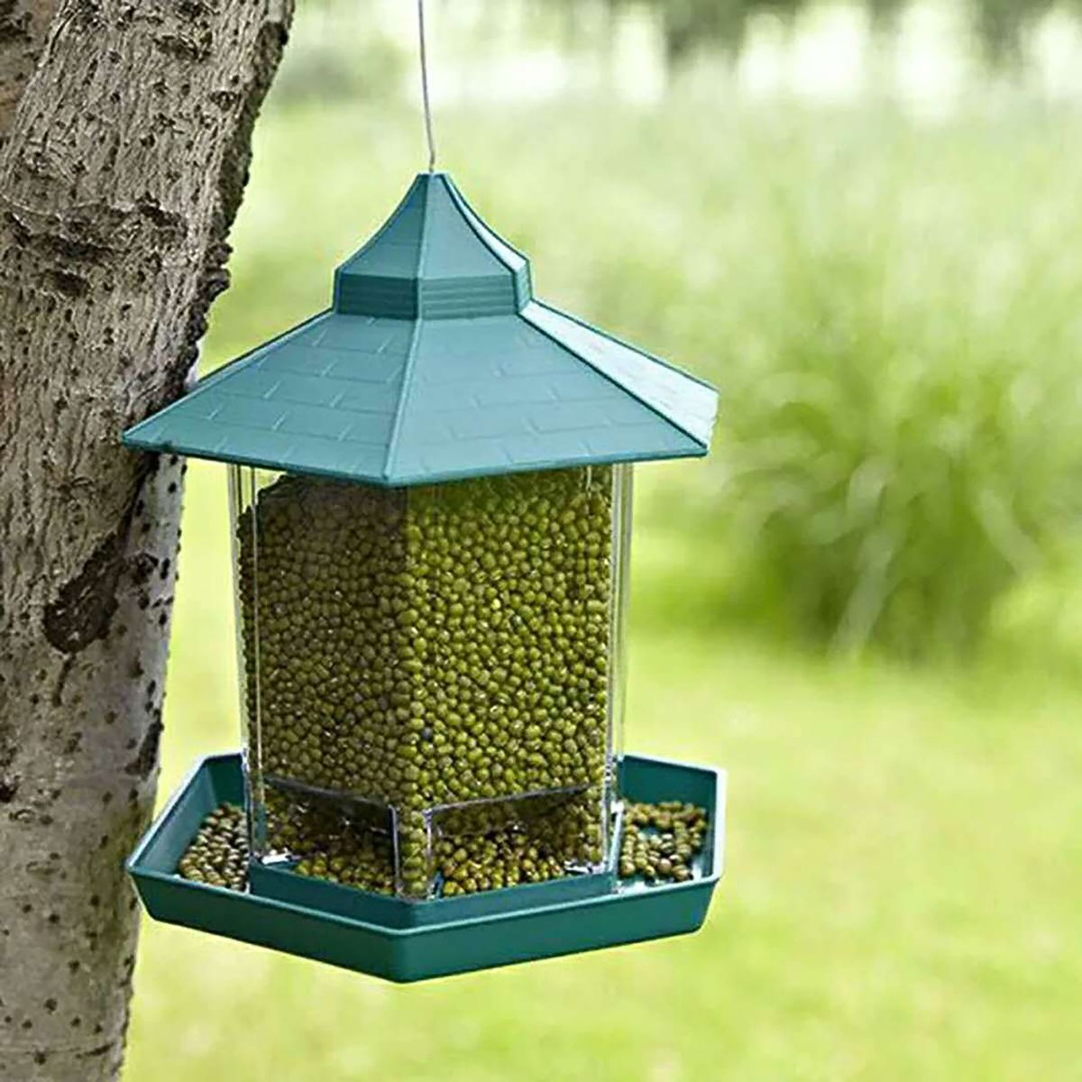 Plastic Hanging Bird Food Container Waterproof Outdoor