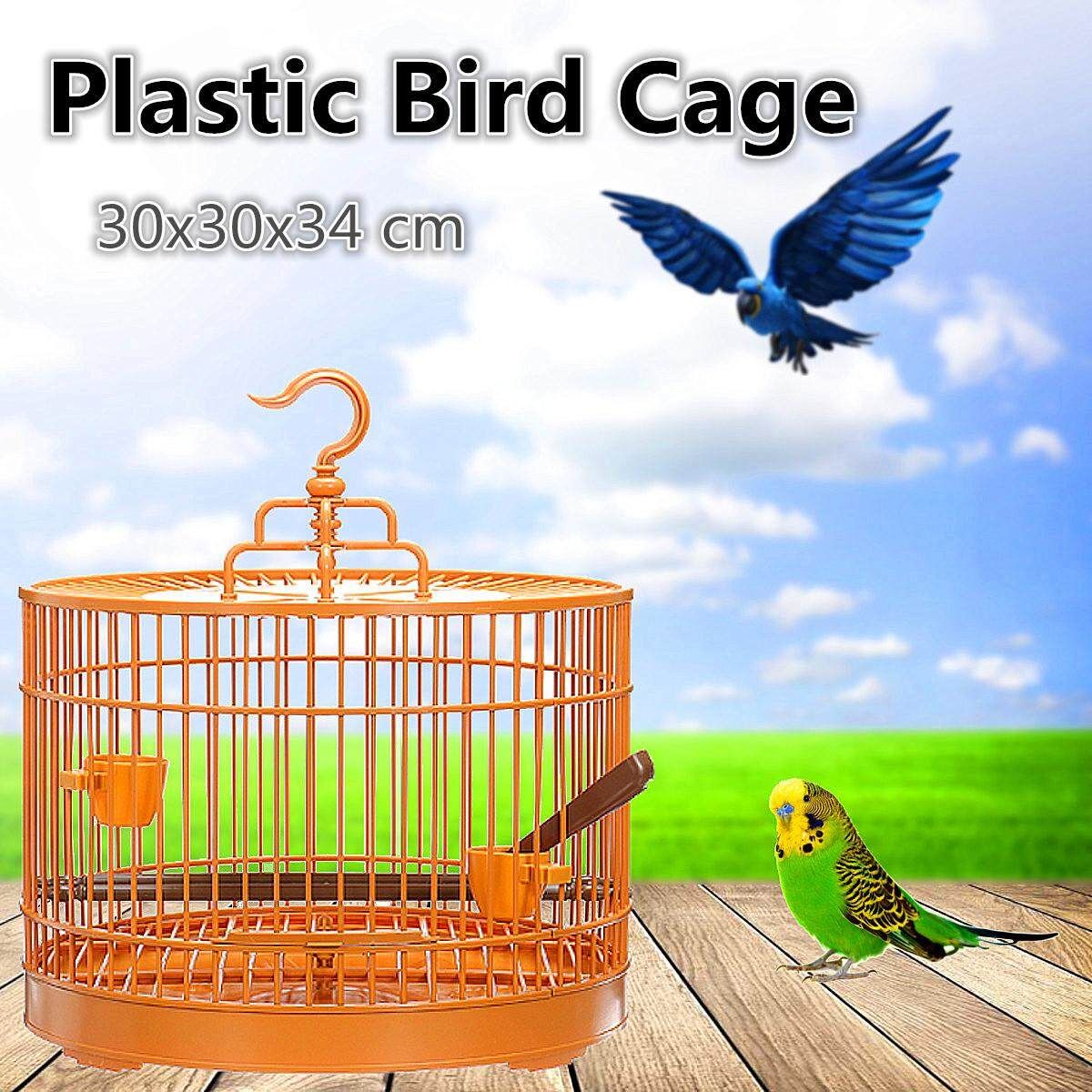 Bird Cage Plastic Pigeon Parrot Canary Pet Hanging Feed Square Travel Carrier