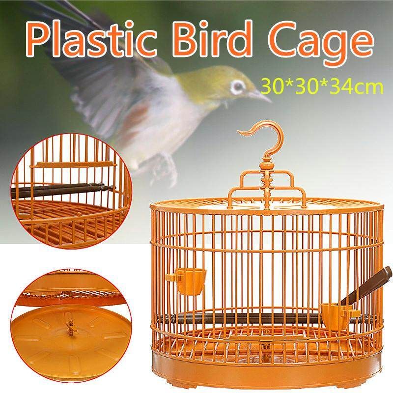 Bird Cage Plastic Pigeon Parrot Canary Pet Hanging Feed Square Travel Carrier
