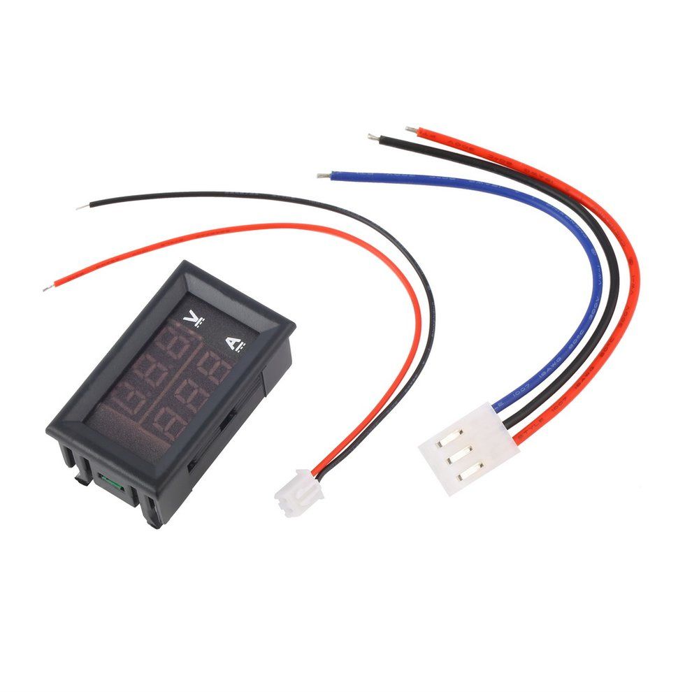 DC 100V 10A Voltmeter Ammeter Blue + Red   Amp Dual Digital Volt Meter Gauge-black-One Size