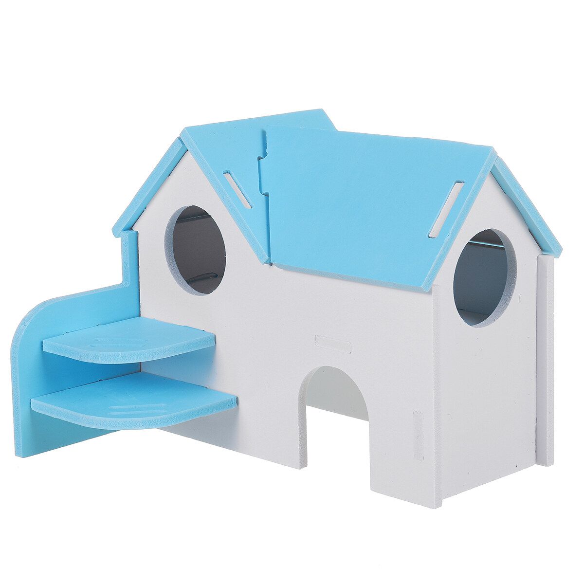 Garka Hamster House Toy No Cracking No Moth Eaten Waterproof Anti- Substances Double Layer Play Rest Place Relieve 5.9x6.7x3.9In -- Blue / Pink Blue