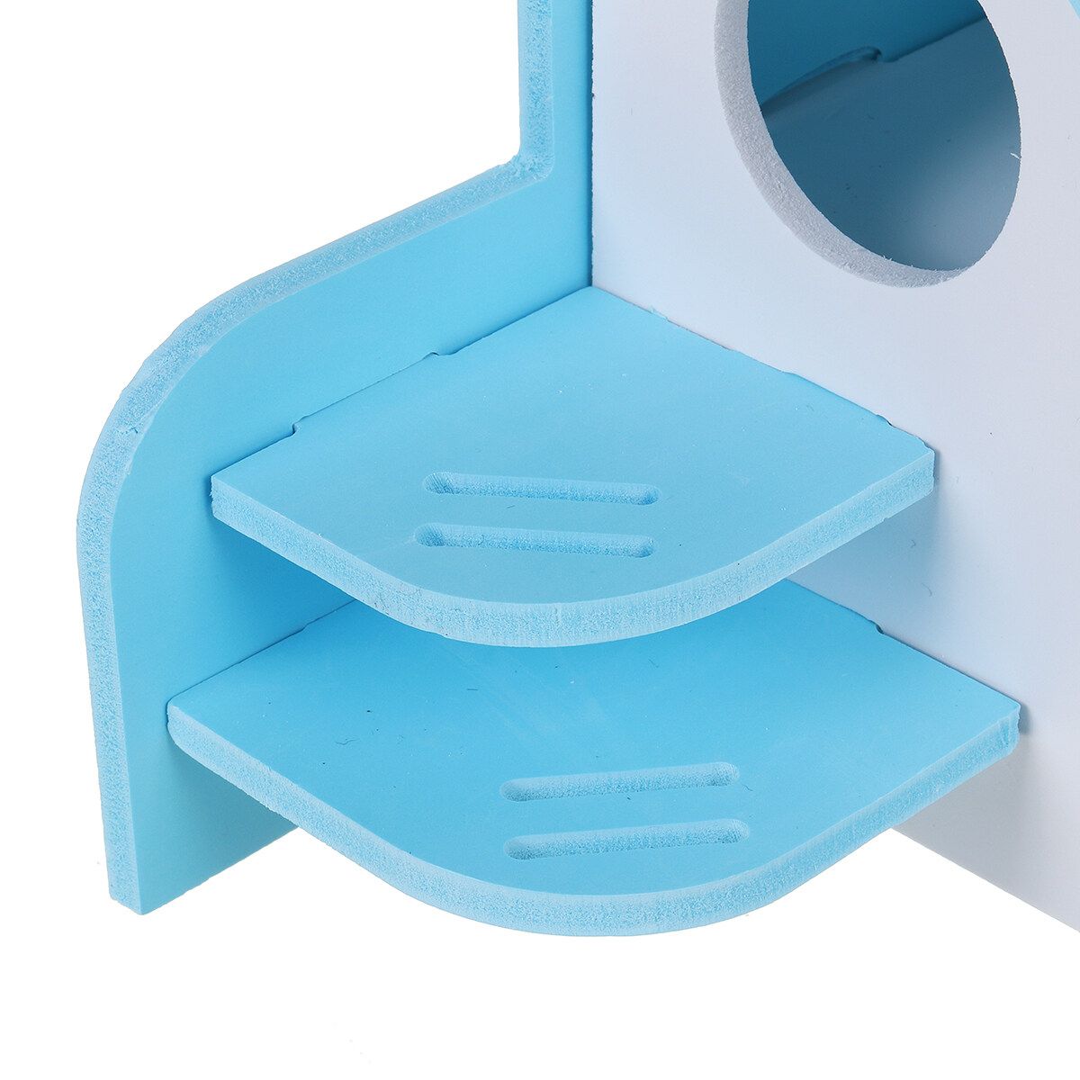 Garka Hamster House Toy No Cracking No Moth Eaten Waterproof Anti- Substances Double Layer Play Rest Place Relieve 5.9x6.7x3.9In -- Blue / Pink Blue