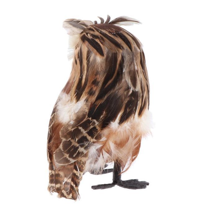 2PC Artificial Feather Furry Realistic Owl Taxidermy Home Garden Decor