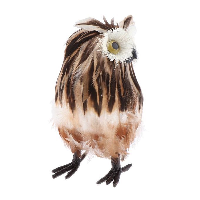 2PC Artificial Feather Furry Realistic Owl Taxidermy Home Garden Decor