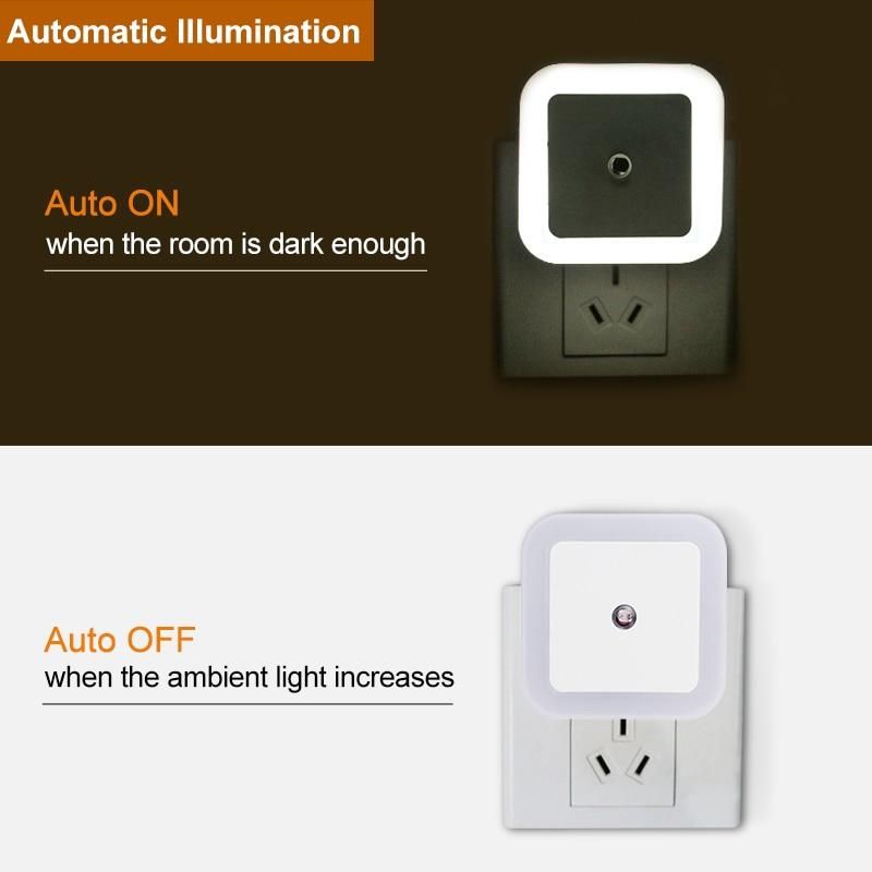 LED Night Light Mini Light Sensor Control 110V 220V EU Plug Nightlight Lamp For Children Kids Living Room Bedroom Lighting