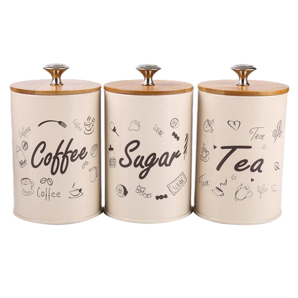3pcs/set Metal Sugar Coffee Tea Tin Jar Container Candy Sealed Can