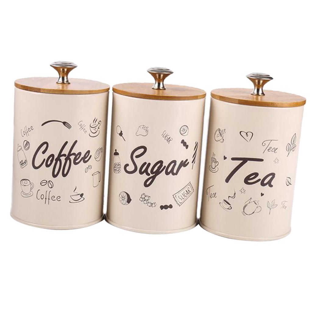 3pcs/set Metal Sugar Coffee Tea Tin Jar Container Candy Sealed Can