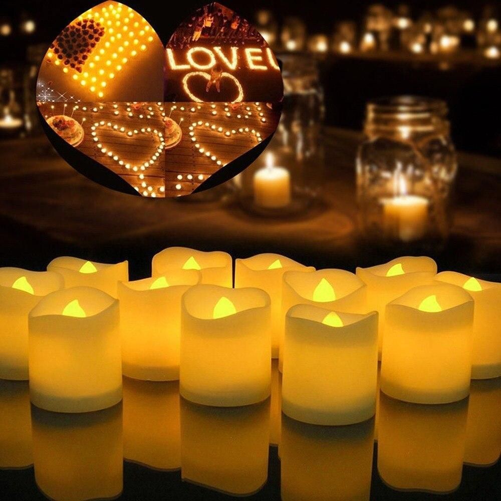 12Pcs Flameless LED Candles Tea Light Creative Lamp Battery Powered Home Wedding Birthday Party Decoration Lighting