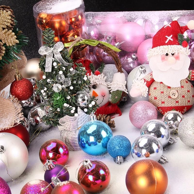24Pcs 4/6/8cm Christmas Ball Ornament Baubles Xmas-Coffee