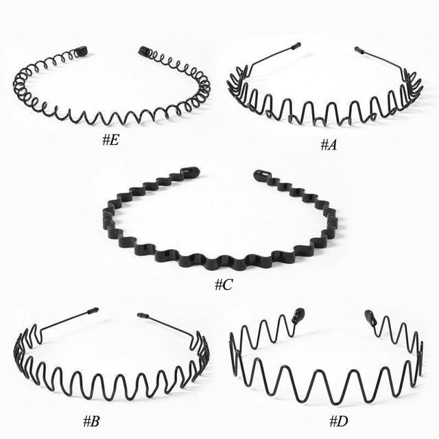 Black Metal Waved Style Alice Sports Hairband Random Ship