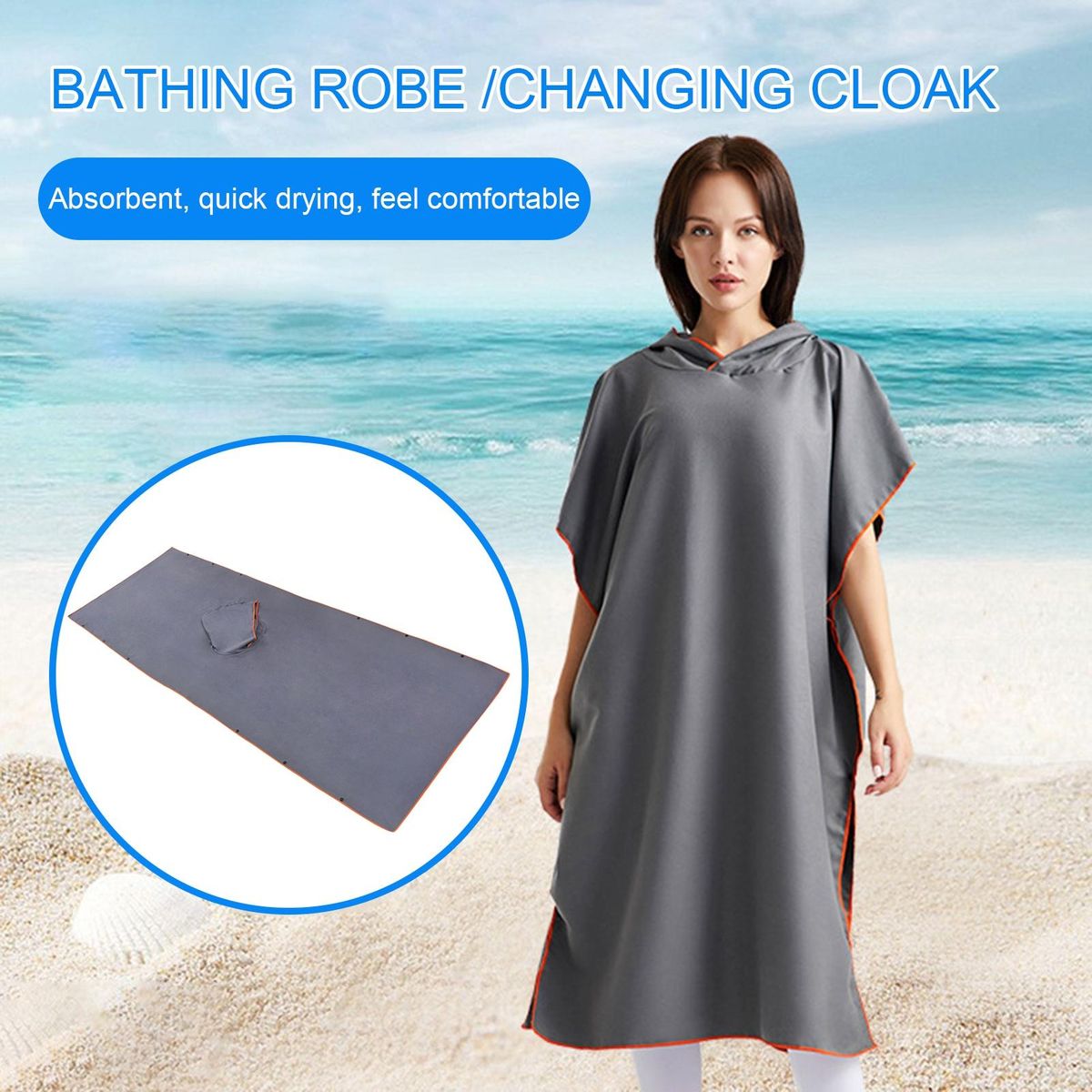 Lightweight Changing Robe Dry-off Changing Robe Super Soft Extra Long Dark Gray