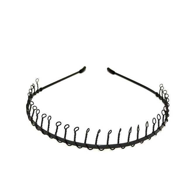 Black Metal Waved Style Alice Sports Hairband Solid Men 11
