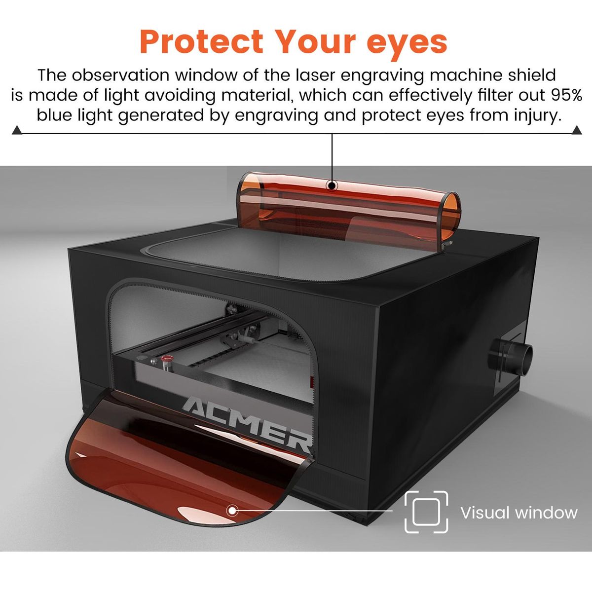ACMER-R10 Laser Engraver Closure with Vent Foldable Protective Cover Safe Fireproof Cloth Dust-proof Smoke Exhaust Eye Protection 700*700*350mm Large Size Compatible with Most Laser Engraving Machine XTOOL D1/D2 Ortur Laser M